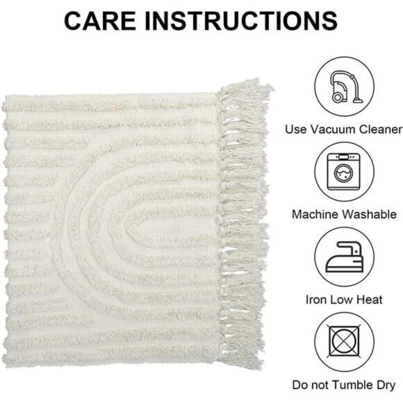 Boho Kitchen Runner Rug 2'x4' Cotton Laundry Room Rug Beige Rainbow Rug - Picture 6 of 7